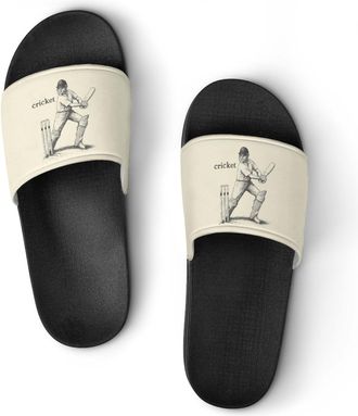 Generic Cricket Player Unisex Beach Slippers & Pool Slides Anti-Slip House Shoes for Home Outdoor