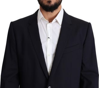Dolce & Gabbana Black Wool Stretch Men Coat Martini Blazer Virgin Elastane Clothing