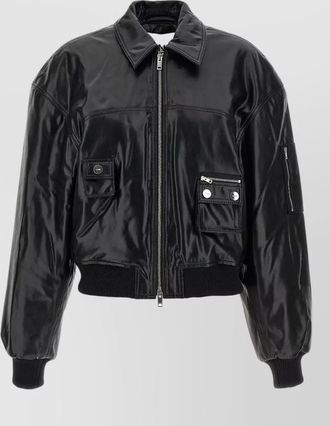 Ganni future 7093 bomber jacket ribbed hem