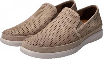 Mephisto Womens Tiago Perforated Leather Loafers In Sand