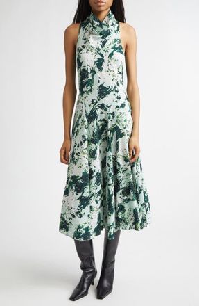 Proenza Schouler Adelide Print Cowl Neck Midi Dress in Dark Green Multi at Nordstrom, Size 10