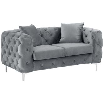Vente-Unique Vente-unique - Divano 2 posti Chesterfield in Velluto Antracite - edwina