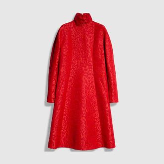 Gucci Floral Wool Brocade Dress, Red, Ready-to-wear