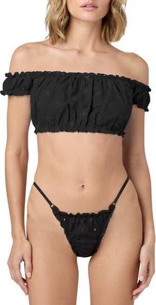 Florence By Mills Embroidered Eyelet Off the Shoulder Crop Top in Black at Nordstrom Rack, Size Xx-Large