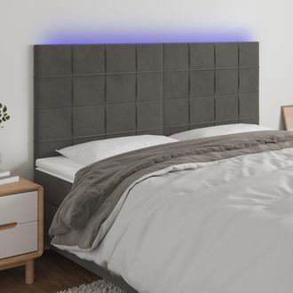 vidaXL Cabecero Con Luces Led Terciopelo Gris Oscuro 180x5x118/128 Cm Vidaxl