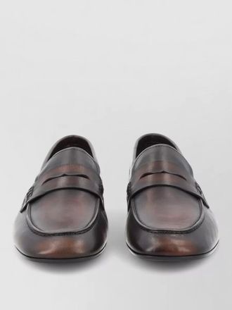 Dries Van Noten leather penny strap loafer round toe