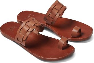 Beek Cross-Over Tan Brown Leather deals Slide Sandals