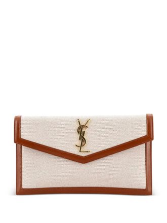 Saint Laurent Uptown Pouch Printed Canvas clutch bag - Beige