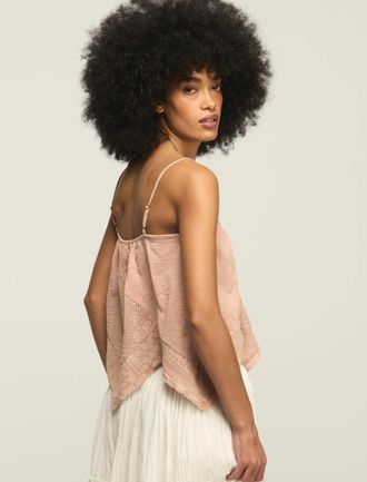 Lucky Brand Womens Crochet Trim Handkerchief Tank