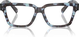 Dolce & Gabbana 55mm Square Optical Glasses in Havana Blue at Nordstrom