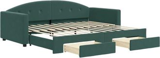 vidaXL Vidaxl - Sofá cama nido con cajones terciopelo verde oscuro 90x200 cm