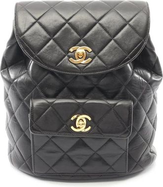Chanel Zaino CC in pelle di agnello trapuntata 1994-1996 - Nero