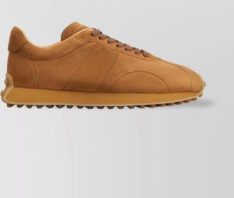 Tod's round toe suede finish rubber sole sneakers