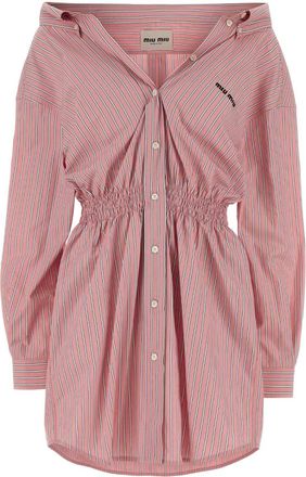 Miu Miu Embroidered Poplin Shirt Dress
