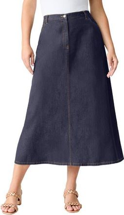 Roaman's Plus Size Easy-Wear A-Line Skirt in Indigo Wash at Nordstrom, Size 16