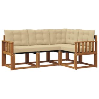 vidaXL Conjunto De Sof&aacute;s De Exterior Con Coj&iacute;n 4 Pcs Natural Y Beige Vidaxl