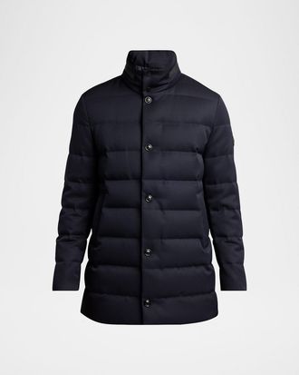 Moncler Mens Quilted Down Long Parka with Hood