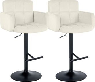 Clp Juego De 2 Taburetes De Bar Los Angeles Terciopelo Crema Negro