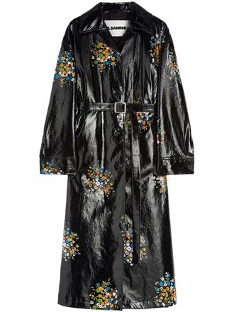 Jil Sander printed trench coat - women - Viscose - 32 - Black