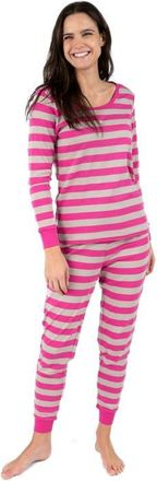 Leveret Womens Cotton Striped Matching Family Pajamas in Berry & Chime at Nordstrom, Size X-Large