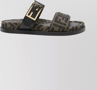 Fendi leather jacquard slides