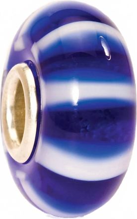 Trollbeads Womens Stripe Glass Bead Charm In Blue/ White