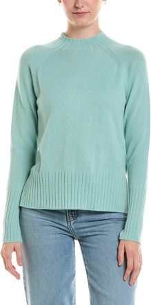 Fort&eacute; Cashmere Hi Low Rib Trim Funnel Neck 100% Cashmere Sweater