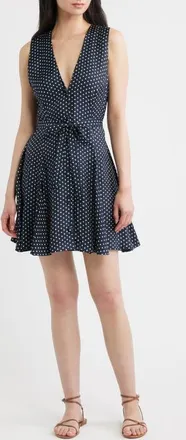 D&ocirc;en Aubrey Silk Blend Minidress in Hepburn Dot at Nordstrom, Size Xx-Small