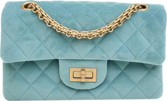 Chanel Blue Quilted Velvet Reissue 2.55 Single Flap 224