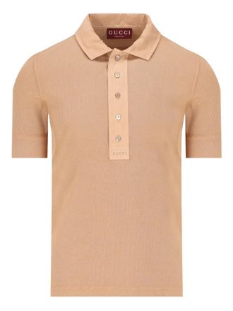 Gucci logo-embroidered polo shirt - Beige