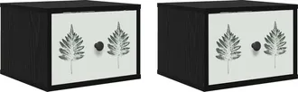 vidaXL Mesita De Noche De Pared Hanau 2 Uds. Roble Negro Vidaxl