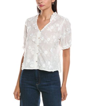 Nanette Lepore Embroidered Floral Applique Blouse