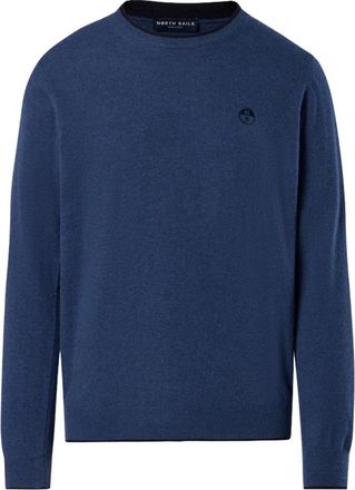 North Sails Blauwe Trui met Contrastbies - Heren - Ronde hals truien - Blauw - 2XL - Truien & Vesten