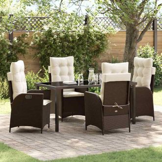 vidaXL Vidaxl - Conjunto De Comedor De Jard&iacute;n 5 Pcs Marr&oacute;n Rat&aacute;n Sint&eacute;tico