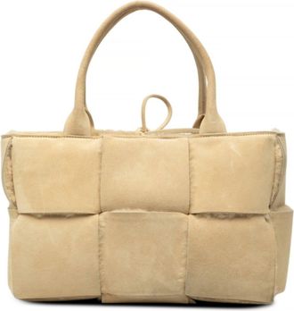 Bottega Veneta Beige Suede Leather Pouch Tote Bag (Pre-Owned)