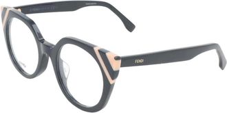 Fendi Glasses, female, Gray, Size: ONE SIZE Acetate Geometric Eyeglasses Frames