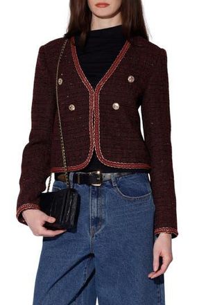 Walter Baker Elodie Tweed Jacket in Bordeaux Tweed at Nordstrom Rack, Size X-Large
