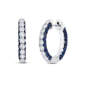 Graziela Blue Sapphire & Diamond 3 Sided Hoops at Nordstrom