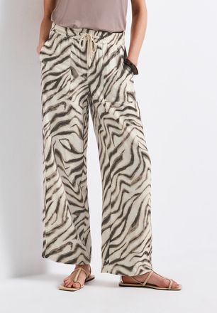 Street One Stoffhose STREET ONE, Damen, Gr. 42, L&auml;nge 30, beige (tumbled beige), Web, Obermaterial: 85% Viskose, 15% Nylon, bedruckt, loose fit kn&ouml;chellang, Hose