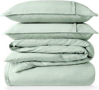 Bare Home 100% Organic Cotton Percale Duvet Cover and Sham Set in Willow at Nordstrom, Size Twin/twin X-Long