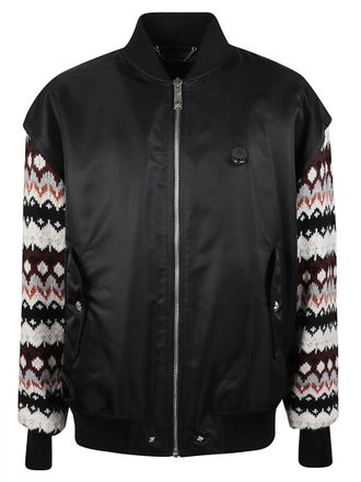 John Richmond Tebbaro Zigzag Pattern Bomber Jacket