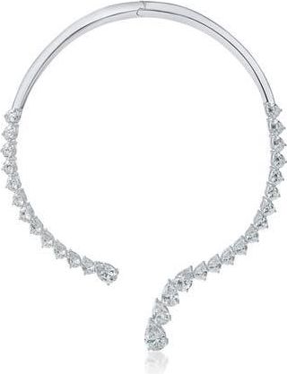 Kenneth Jay Lane Graduated Pear Cut Cubic Zirconia Statement Necklace in Silver at Nordstrom Rack