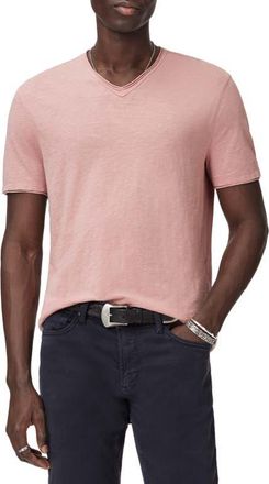 John Varvatos Miles Slub Organic Cotton Raw Edge T-Shirt in Pink Sand at Nordstrom, Size Xx-Large