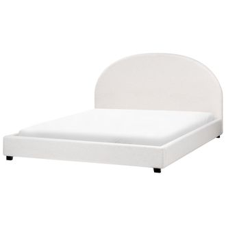 Beliani Beliani - Cama Con Somier Minimalista De Tela 180 X 200 Cm Blanco Crema Vaucluse