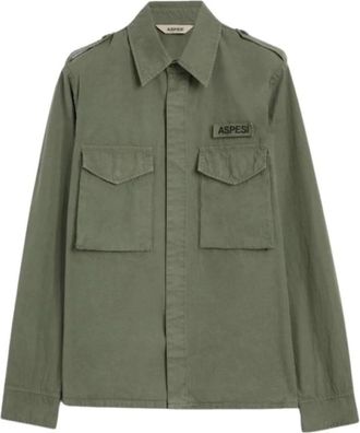 Aspesi Field Shirt - Heren - Casual Overhemden - Groen - S - Katoen - Overhemden