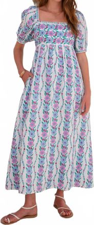 PINK CITY PRINTS Elizabeth Midi Dress In Orchid Border