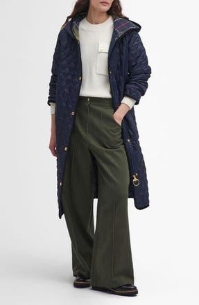 Barbour Harmby Hooded Quilted Coat in Navy/Classic at Nordstrom Rack, Size 10 Us / 14 Uk