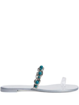 Giuseppe Zanotti Marguerithe gem-stone flat sandals - Silver
