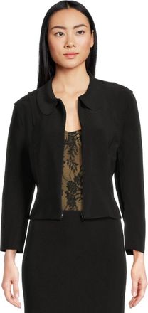 Norma Kamali Girl Jacket Womens Black Stretch Peter Pan Collar Cropped GBO3846