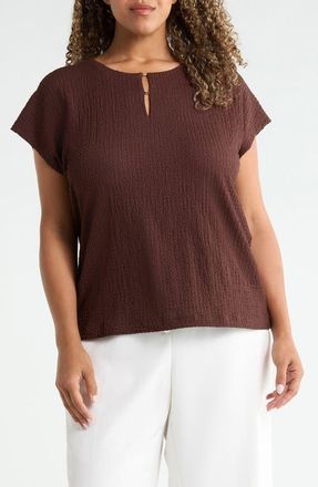 Jones New York Extended Shoulder Knit Top in Fudge at Nordstrom, Size 3X